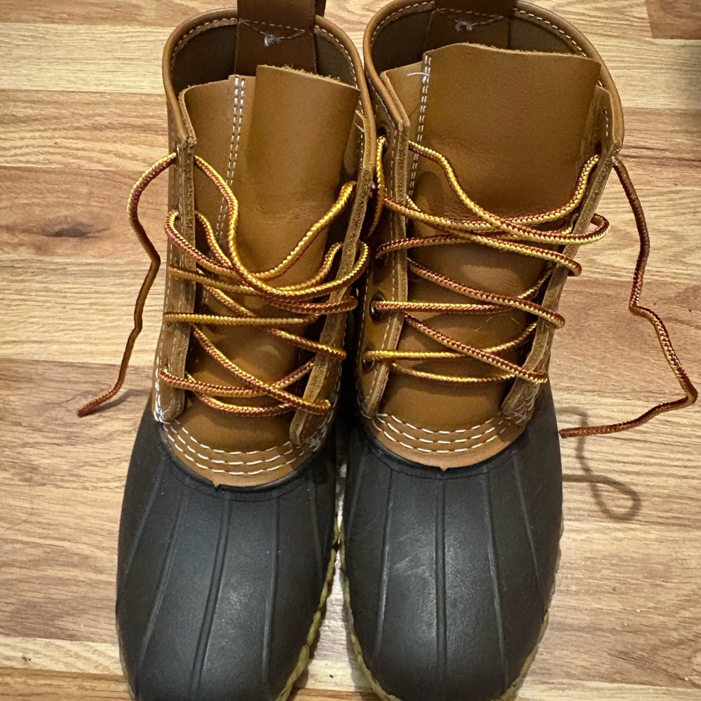L.L. Bean women’s Tan and Black Rain Boots